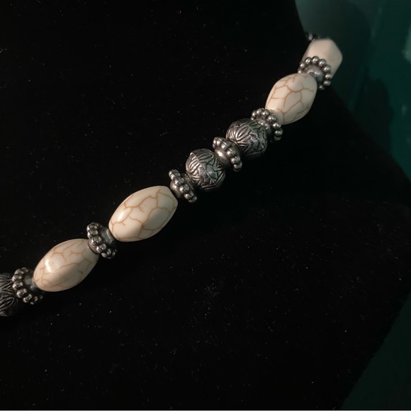 SOLD - Real Deer Bone Beaded Stone Cross Necklace - Picture 9 of 13